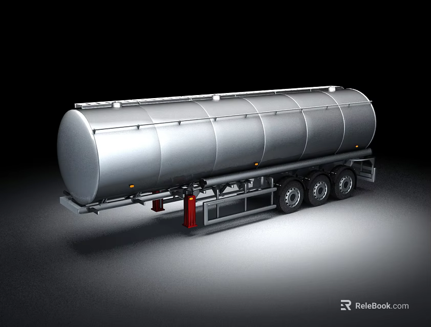 Silver Fuel Tanker Truck For Liquid Transportation With Multiple Wheels 3d model 