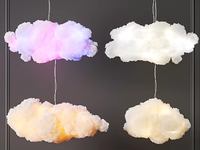 Fluffy Cloud Shaped Pendant Lights With Colorful Glow For Home Interior Decor 3d model