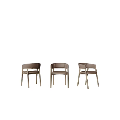 Modern Dining Chairs With Wooden Frame Curved Backrest And Upholstered Seat 3d model