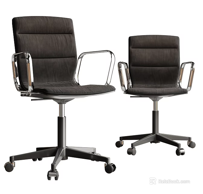 Modern Office Chair With Fabric Upholstery Metal Arms And Rolling Base For Comfortable Seating 3d model 