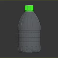 Transparent Plastic Water Bottle With Green Cap And Textured Body On Gray Background With Reflection