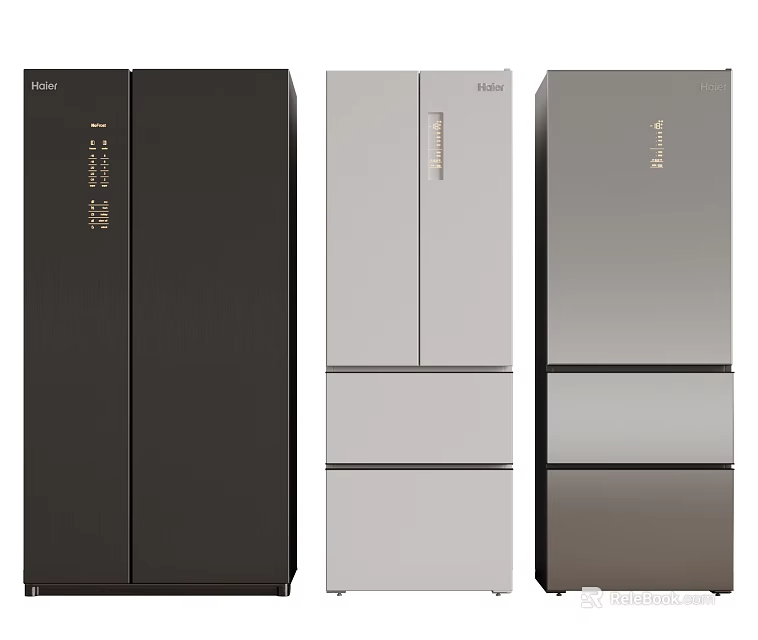 Modern Black White Silver Refrigerators And Freezers With Double Door And Multi Door Designs 3d model 