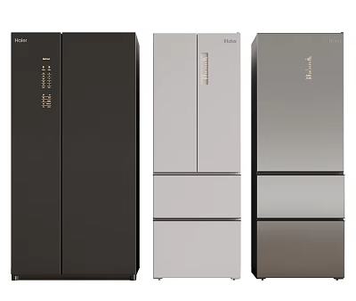 Modern Black White Silver Refrigerators And Freezers With Double Door And Multi Door Designs 3d model