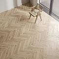 Herringbone Wooden Flooring in Various Tones for Interior Room with Chair