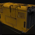 Yellow Industrial Portable Generator With Worn Appearance Control Panel Cooling Grille And Red Label