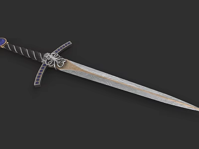 Decorative Medieval Sword With Ornate Hilt Sharp Blade And Gemstone Accents 3d model