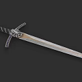 Decorative Medieval Sword With Ornate Hilt Sharp Blade And Gemstone Accents