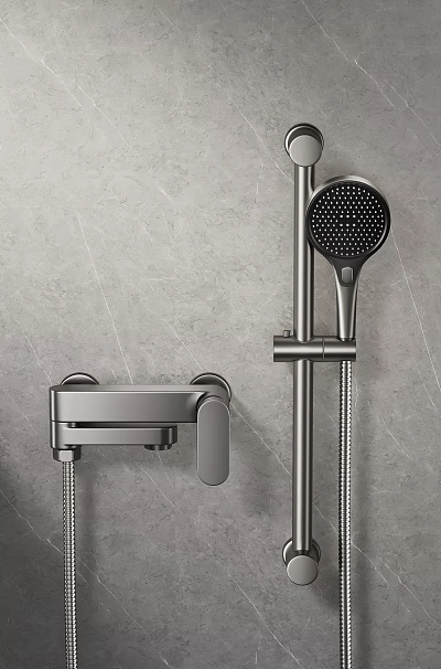 Modern Shower Faucet System With Handheld Sprayer And Wall Mount Design 3d model