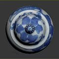 Blue and White Ceramic Jar With Intricate Floral Sculptures And Decorative Lid