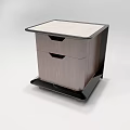 Modern Wooden Bedside Table With Wood Grain Black Frame And Metal Buckle Wheels