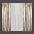 Modern Curtain Design With Beige Patterned Outer And White Sheer Inner Layers 3d model