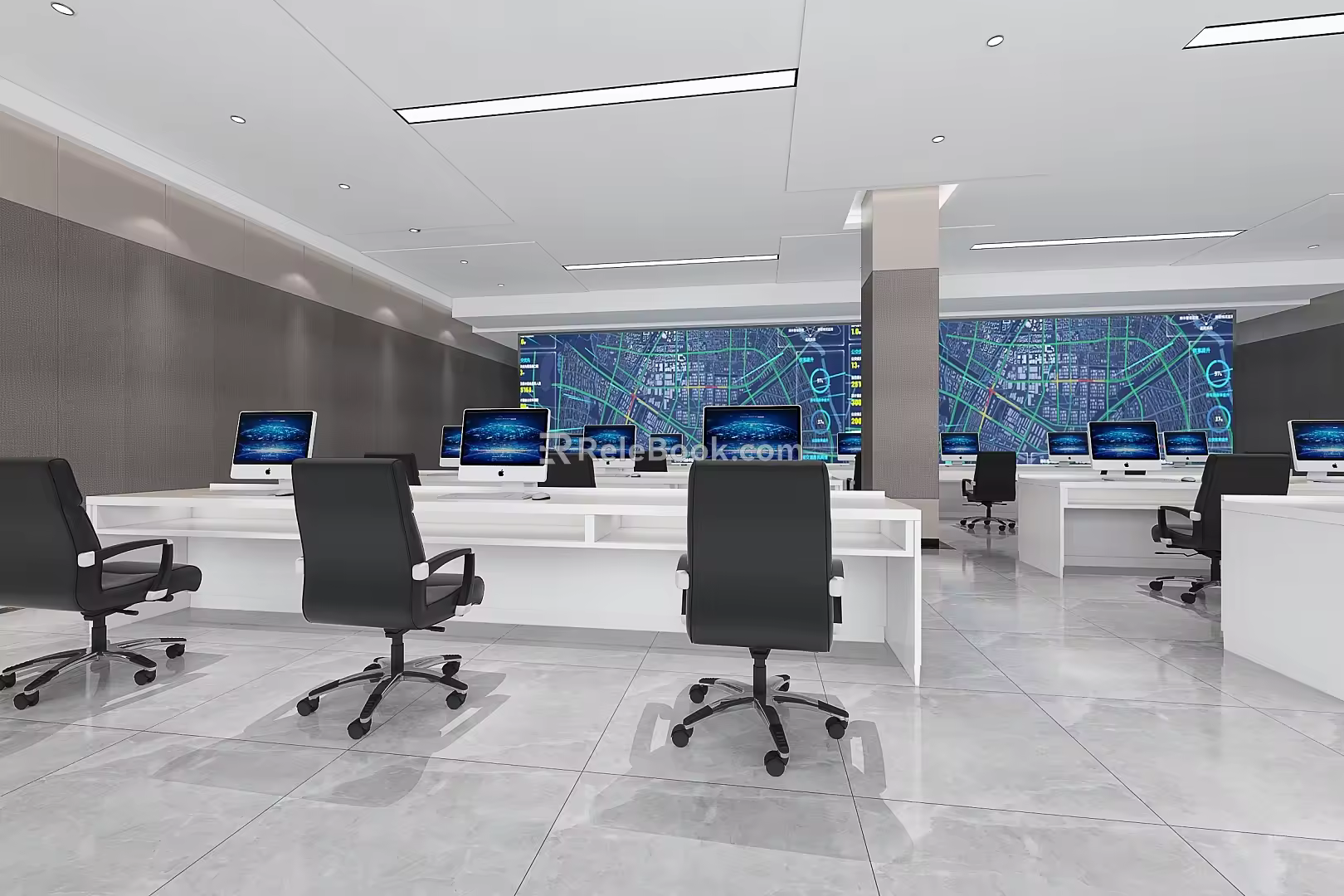 Modern Monitoring Room Five-storey Command and Dispatching Center Command Room 3d model