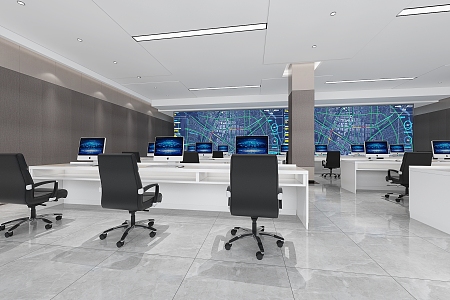 Modern Monitoring Room Five-storey Command and Dispatching Center Command Room 3d model