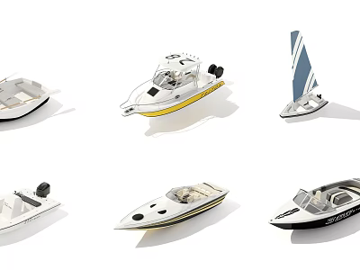 Various Types Of Yachts Displayed In White Background 3d model