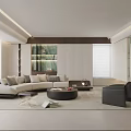 Modern Elegant Open Living Dining Room Interior Design With Sleek TV Wall And Comfortable Furniture