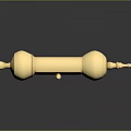 Golden Animal Sculpture With Spherical Ends And Cylindrical Body On Black Background