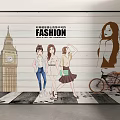 SOHW Fashion Show Scene With Three Stylish Figures And Decorative Elements