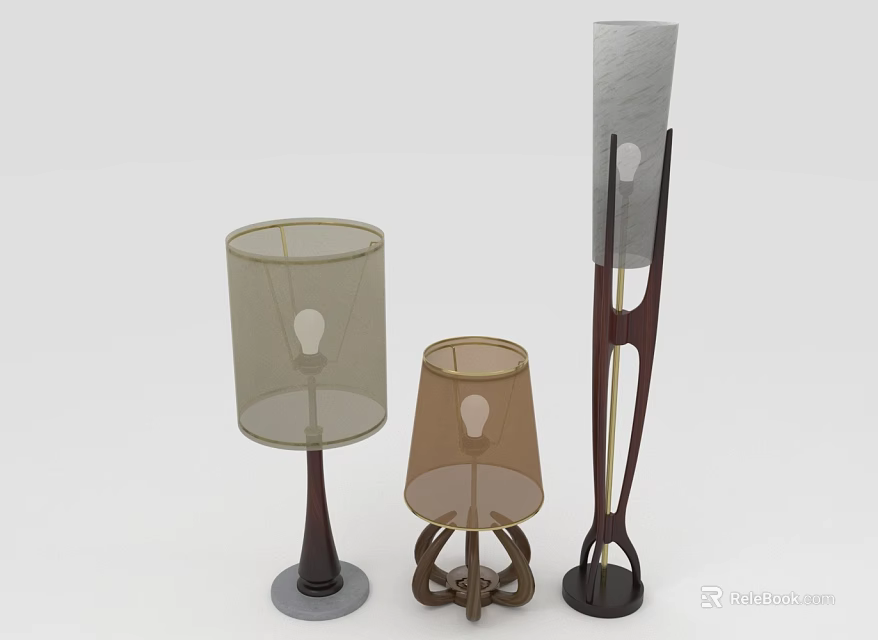 Stylish Modern Lighting Furniture Featuring Table Lamps And Floor Lamp Design 3d model 
