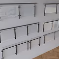 Modern Glass Railings With Metal Frames Multiple Styles For Indoor Spaces 3d model