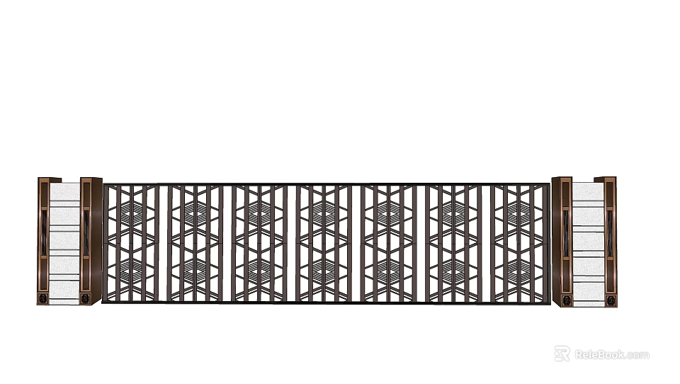 Ornate Exterior Feature Wall With Intricate Geometric Metal Patterns Design 3d model 