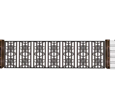 Ornate Exterior Feature Wall With Intricate Geometric Metal Patterns Design 3d model