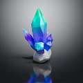 Iridescent Polyhedral Crystal Structure With White Base Pedestal And Black Background Reflection