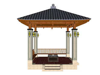 Chinese style pavilion combination 3d model