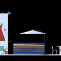 Asia Eyes Exhibition Booth Design With Colorful Stripes Tables And Chairs