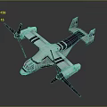 Light Green Twin Propeller Military Transport Airplane With Striped Wings And Side Logo