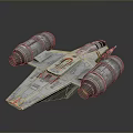 Futuristic Silver Spaceship 3D Rendering With Large Engines And Angular Design