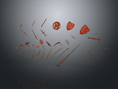 Ancient Weapons Collection Featuring Swords Axes Bows And Shields In 3D Render Design 3d model