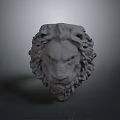 Detailed Stone Lion Head Sculpture With Intricate Mane And Fierce Expression