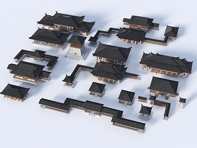 Han Dynasty Ancient Construction Heavy Wen Pavilion Bell Tower Corridor Frame Corridor Zhengliu Pavilion Shuige Diandian Front Hall Hanque Fenghuotai 3d model