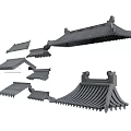 Chinese-style Eaves Roof Tile as Building Component Door Head 3d model