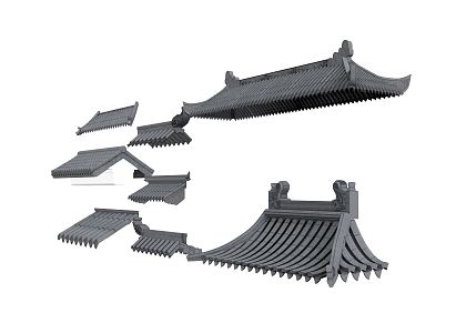 Chinese-style Eaves Roof Tile as Building Component Door Head 3d model