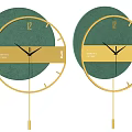 Modern Green Gold Wall Clocks With Pendulum And Decorative Numbers Design 3d model