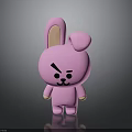 Cute Pink Rabbit Doll With Angry Expression On Dark Background