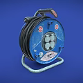 Blue Industrial Cable Reel With Black Cable And Metal Stand