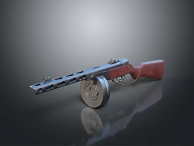 Classic Revolver With Metal Frame Red Wooden Grip Perforated Barrel And Cylinder On Reflective Surface 3d model