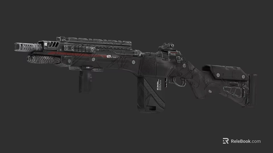 Modern Tactical Rifle With Rail System Scope And Mechanical Design Details 3d model 