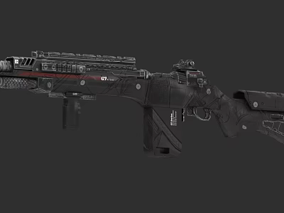 Modern Tactical Rifle With Rail System Scope And Mechanical Design Details 3d model