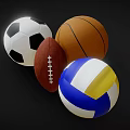 Different Types of Sports Equipment Balls Including Soccer Basketball Football and Volleyball