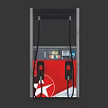 Gas Station Fuel Dispenser Featuring Two Red Fuel Nozzles White Body And Control Panel