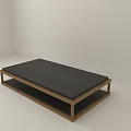 Modern Wooden Coffee Table With Black Top And Lower Shelf 3d model