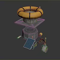 Game Movie Character With Yellow Lifebuoy Shaped Top Mechanical Platform Solar Panel And Wheels