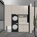 White Modern Bathroom Cabinet Rack With Sink Stackable Washing Machine And Storage Space