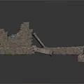 Stone Architectural Components Featuring Ruined Wall Sections And Archway Structures 3d model