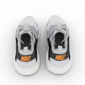 Modern Stylish Sports Shoes With Gray White Mesh Upper Black Accents And Yellow Logo Design