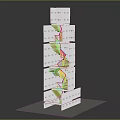 Modern Stacked Architectural Model With White Cubes And Connecting Orange Stairs