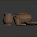 Natural Wooden Tea Set With Teapot Cup Tray And Bowl For Home Daily Use